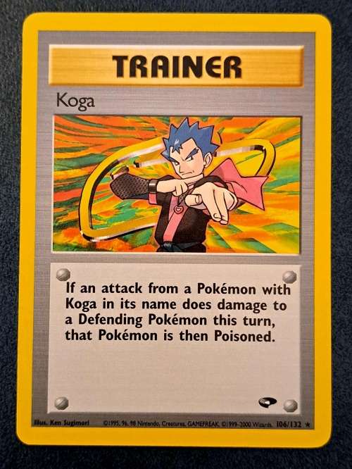 Pokemon Trading Cards - Koga - 106/132 - Rare - 2000 Gym Challenge Unlimited - NM