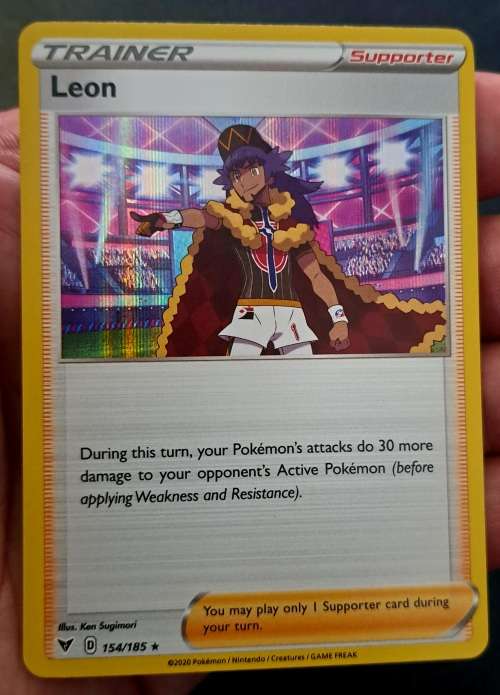 Pokemon Trading Cards - Leon - 154/185 - Holo Rare - Vivid Voltage Singles - NM
