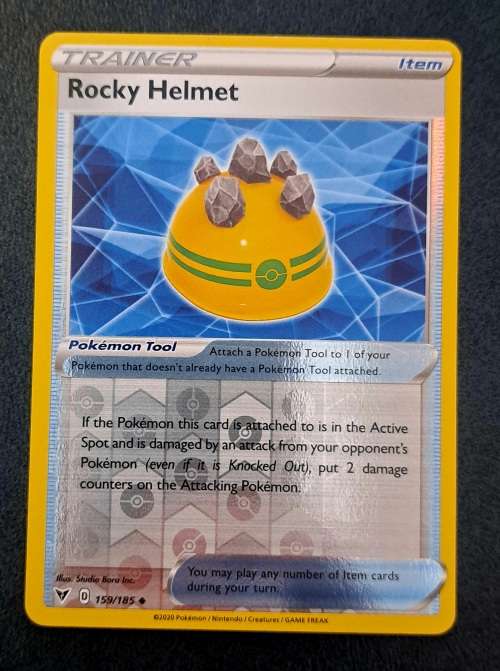 Pokemon Trading Cards - Rocky Helmet - 159/185 - Reverse Holo - Vivid Voltage Singles - NM