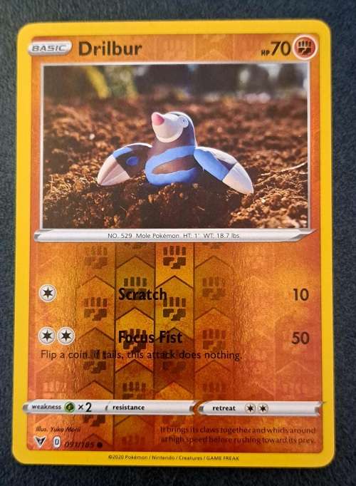Pokemon Trading Cards - Drilbur - 091/185 - Reverse Holo - Vivid Voltage Singles - NM