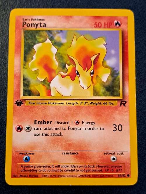 Pokemon Trading Cards - Ponyta - 64/82 -  2000 1st Edition Team Rocket (VLP-NM)