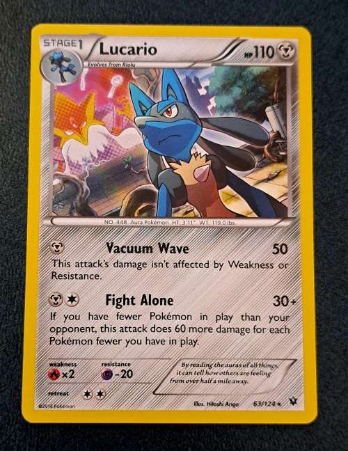 Pokemon Trading Cards - Lucario - 63/124 - Holo Rare - Fates Collide (NM)