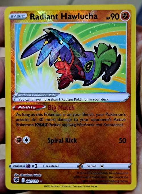Pokemon Trading Cards - Radiant Hawlucha - 081/189 - Radiant Rare - Astral Radiance (NM)