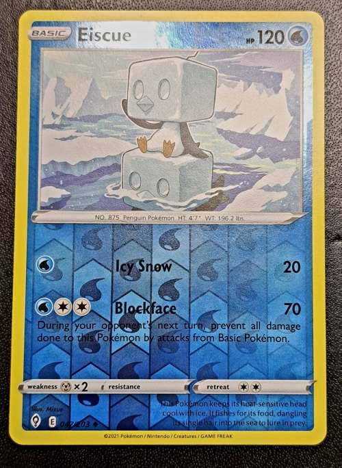 Pokemon Trading Cards - TCG - Eiscue - 047/203 - Reverse Holo - Evolving Skies - NM