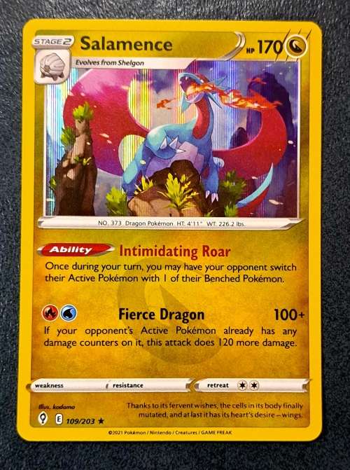 Pokemon Trading Cards - TCG - Salamence - 109/203 - Holo Rare - Evolving Skies - NM
