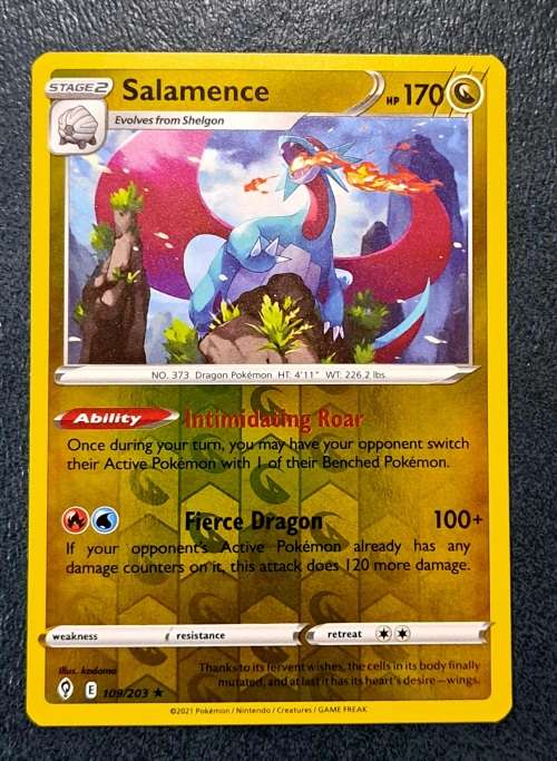 Pokemon Trading Cards - TCG - Salamence - 109/203 - Rare Reverse Holo - Evolving Skies - NM