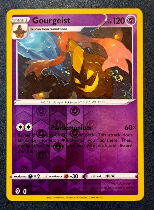 Pokemon Trading Cards - TCG - Gourgeist - 077/203 - Rare Reverse Holo - Evolving Skies - NM
