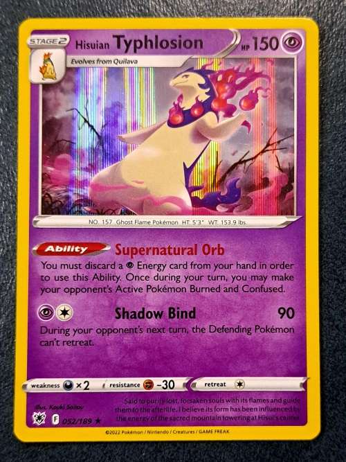 Pokemon Trading Cards - TCG - Hisuian Typhlosion - 052/189 - Holo Rare - Astral Radiance - NM