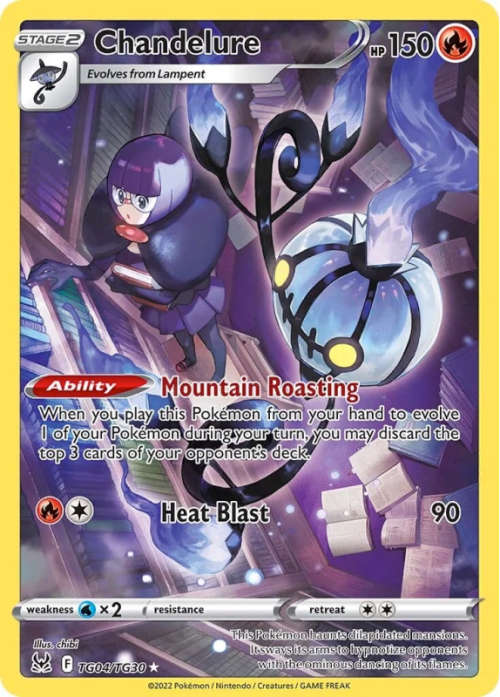 Pokemon Trading Cards - Chandelure - TG04/TG30 - Holo Rare - Lost Origin - NM
