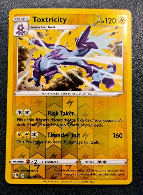 Pokemon Trading Cards - Toxtricity - 063/189 - Rare Reverse Holo - Darkness Ablaze - NM