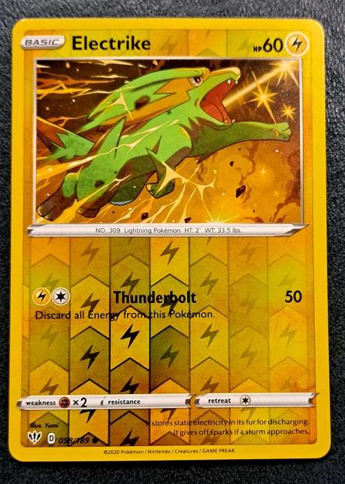 Pokemon Trading Cards - Electrike - 058/189 - Reverse Holo - Darkness Ablaze - NM