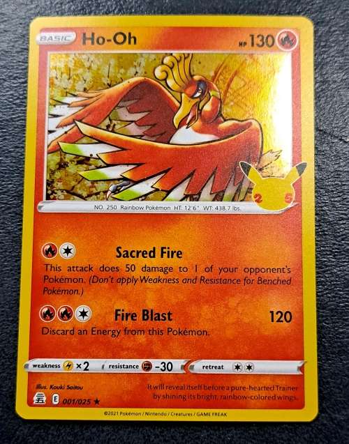 Pokemon Trading Cards - Ho-Oh - 1/25 - Holo Rare - Celebrations Singles - NM