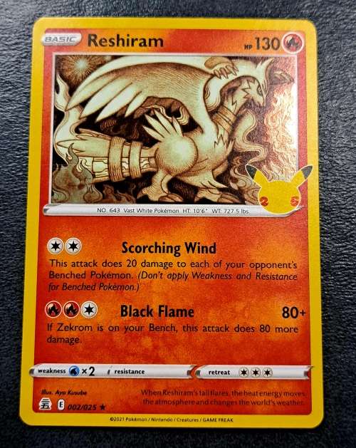 Pokemon Trading Cards - Reshiram - 2/25 - Holo Rare - Celebrations Singles - NM