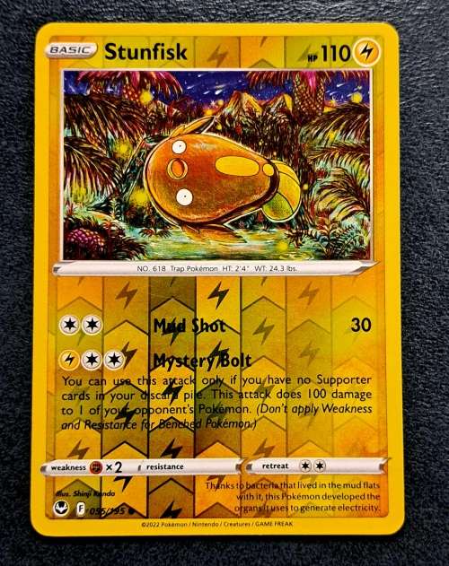 Pokemon Trading Cards - Stunfisk - 055/195 - Reverse Holo - Silver Tempest NM