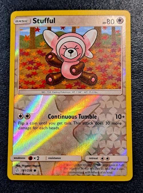 Pokemon Trading Cards - Stufful - 181/236 - Reverse Holo - Cosmic Eclipse NM