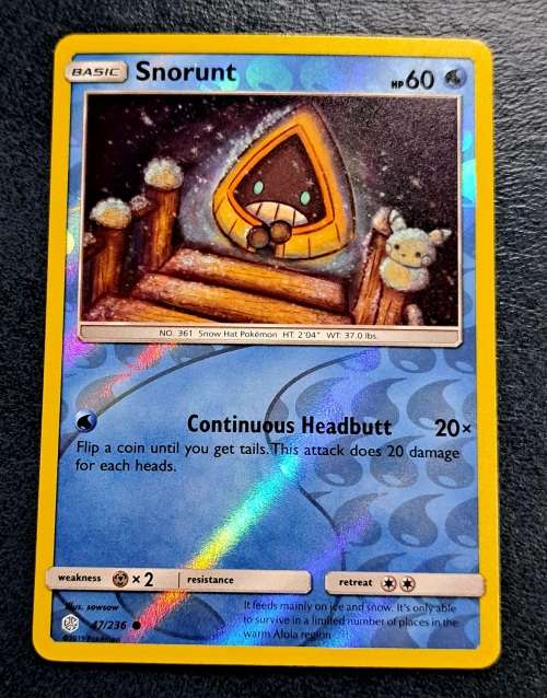 Pokemon Trading Cards - Snorunt - 47/236 - Reverse Holo - Cosmic Eclipse NM