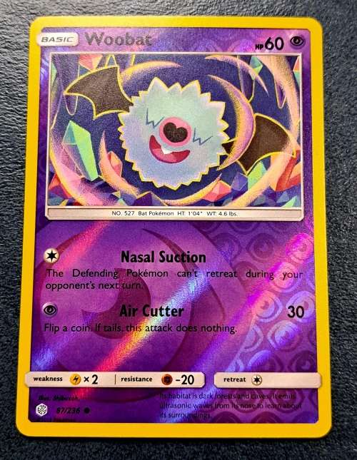 Pokemon Trading Cards - Woobat - 87/236 - Reverse Holo - Cosmic Eclipse NM