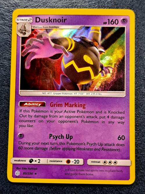 Pokemon Trading Cards - Dusknoir - 85/236 - Holo Rare - Cosmic Eclipse NM