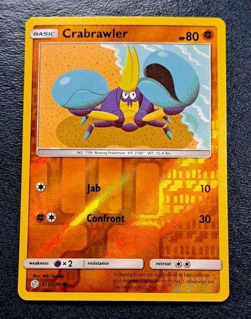 Pokemon Trading Cards - Crabrawler - 121/236 - Reverse Holo - Cosmic Eclipse NM