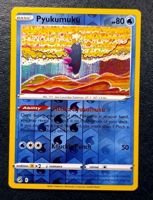 Pokemon Trading Cards - Pyukumuku - 077/264 - Reverse Holo - Fusion Strike - NM