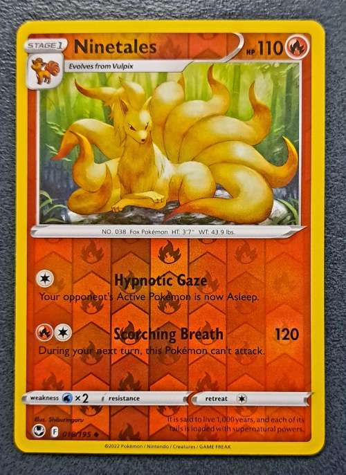 Pokemon Trading Cards - Ninetales - 018/195 - Reverse Holo - Silver Tempest NM