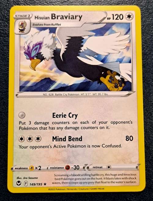 Pokemon Trading Cards - Hisuian Braviary - 149/195 - Rare - Silver Tempest (NM)