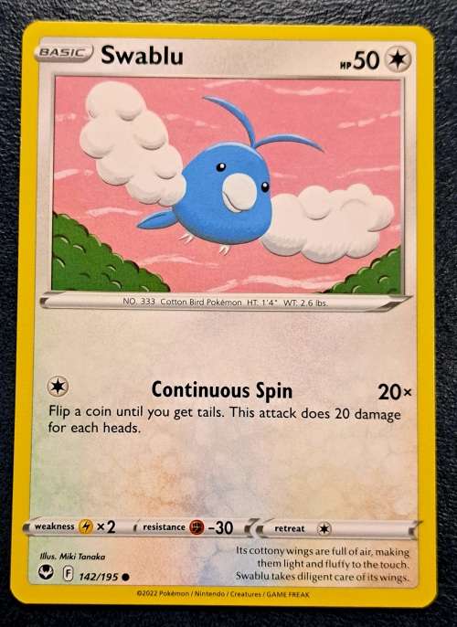 Pokemon Trading Cards - Swablu - 142/195 - Common - Silver Tempest (NM)