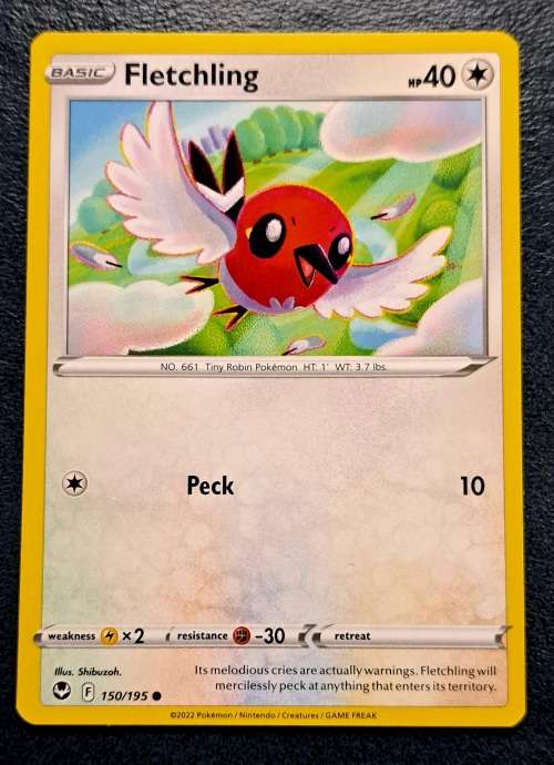 Pokemon Trading Cards - Fletchling - 150/195 - Common - Silver Tempest (NM)
