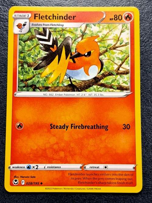 Pokemon Trading Cards - Fletchinder - 028/195 - Uncommon - Silver Tempest (NM)