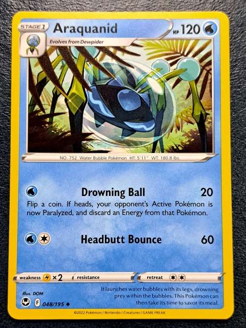 Pokemon Trading Cards - Araquanid - 048/195 - Uncommon - Silver Tempest (NM)