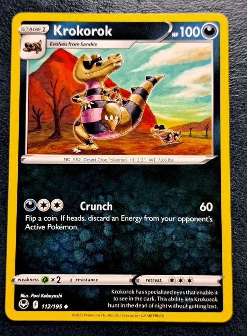 Pokemon Trading Cards - Krokorok - 112/195 - Uncommon - Silver Tempest (NM)
