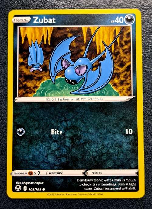 Pokemon Trading Cards - Zubat - 103/195 - Common - Silver Tempest (NM)