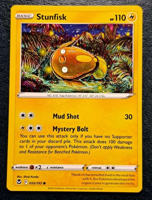 Pokemon Trading Cards - Stunfisk - 055/195 - Common - Silver Tempest (NM)