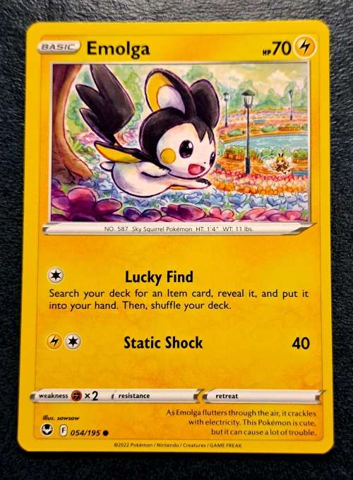 Pokemon Trading Cards - Emolga - 054/195 - Common - Silver Tempest (NM)