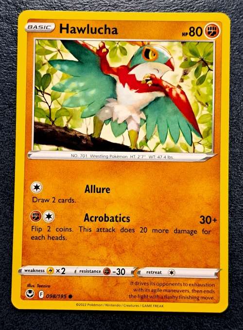 Pokemon Trading Cards - Hawlucha - 098/195 - Common - Silver Tempest (NM)