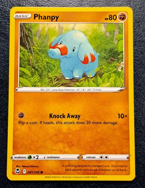Pokemon Trading Cards - Phanpy - 091/195 - Common - Silver Tempest (NM)