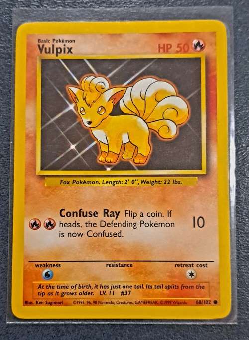 Pokemon Trading Cards - Vulpix - 68/102 - Common - 1999 Base Set Unlimited Singles - LP/NM