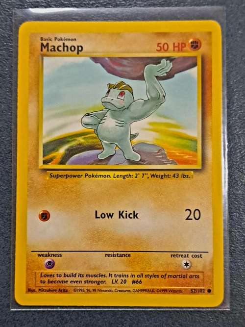 Pokemon Trading Cards - Machop - 52/102 - Common - 1999 Base Set Unlimited Singles - LP/NM