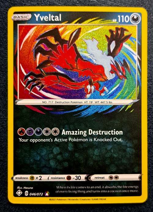 Pokemon Trading Cards - Yveltal - 46/72 - Amazing Rare - Shining Fates Singles - NM