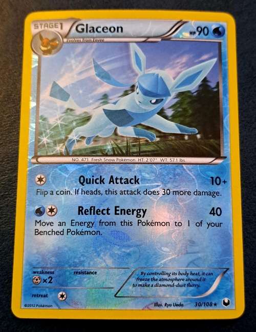 Pokemon Trading Cards - Glaceon - 30/108 - Rare Reverse Holo - Black & White 5 - Dark Explorers - NM