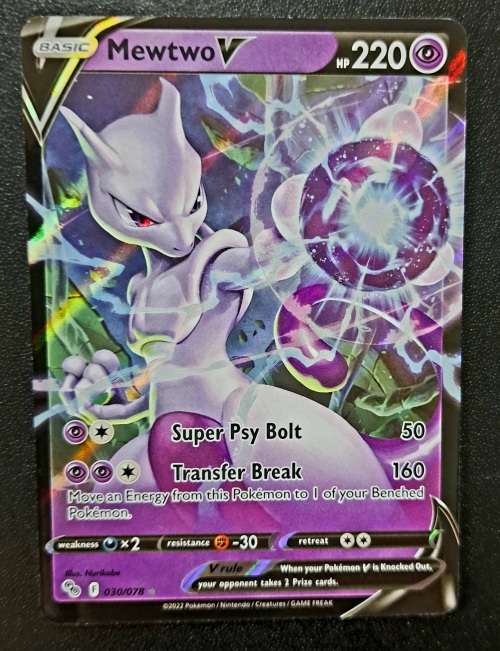 Pokemon Trading Cards - Mewtwo V - 030/078 - Ultra Rare - Pokemon Go Singles - NM