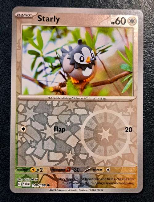 Pokemon Trading Cards - Starly - 148/198 - Reverse Holo - Scarlet & Violet Base Set - NM