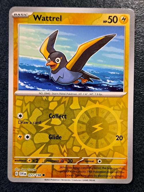 Pokemon Trading Cards - Wattrel - 077/198 - Reverse Holo - Scarlet & Violet Base Set - NM