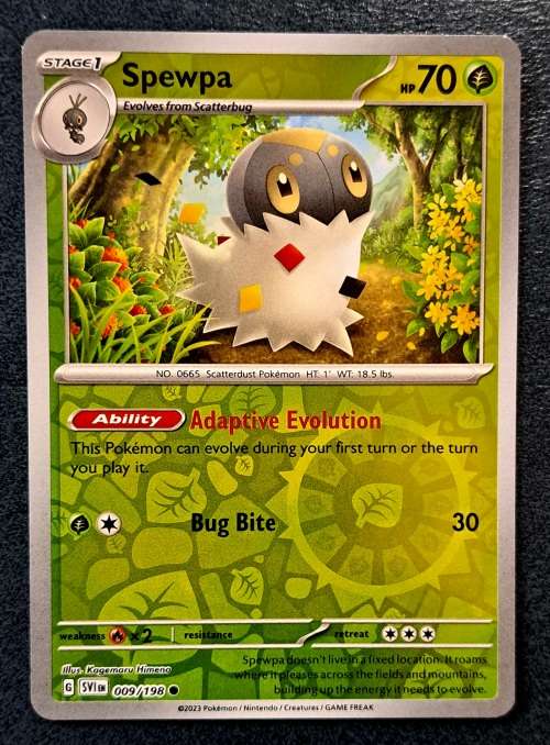 Pokemon Trading Cards - Spewpa - 009/198 - Common Reverse Holo - Scarlet & Violet Base Set - NM
