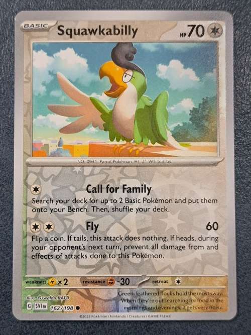 Pokemon Trading Cards - Squawkabilly - 162/198 - Reverse Holo - Scarlet & Violet - NM