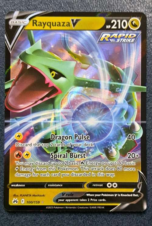 Pokemon Trading Cards -  Rayquaza V - 100/159 - Ultra Rare - Crown Zenith - NM
