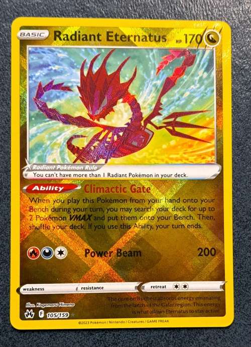 Pokemon Trading Cards -  Radiant Eternatus - 105/159 - Radiant Rare - Crown Zenith - NM
