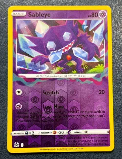 Pokemon Trading Cards - Sableye - 070/196 - Rare Reverse Holo - Lost Origins - NM