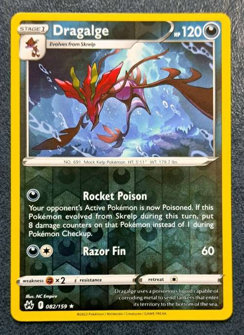 Pokemon Trading Cards - Dragalge - 082/159 - Rare Reverse Holo - Crown Zenith - NM