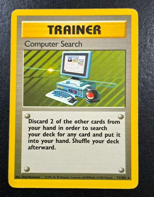 Pokemon Trading Cards - Computer Search - 71/102 - Rare  - 1999 Base Set Unlimited Singles - LP/NM
